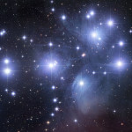 The nebulosity associated with M45 is not the progenitor of the cluster. Instead, it is a nebula through which M45 is passing. NASA Image, Robert Gendler