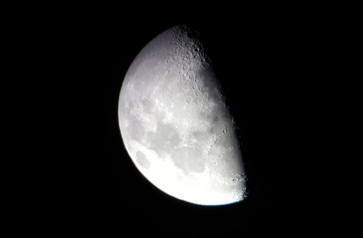 Photo of Moon taken by Terri Lappin through Orion Starblast 4.5" telescope with a smartphone.